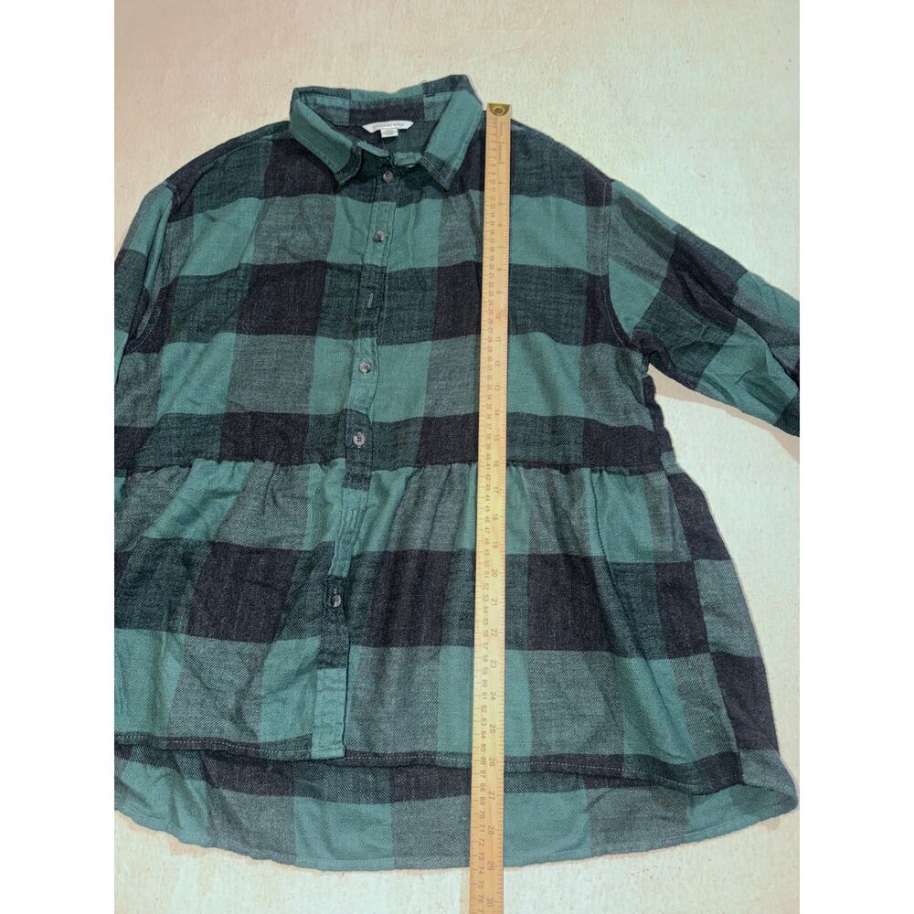American Eagle women’s black & green plaid oversized babydoll flannel - Picture 4 of 9